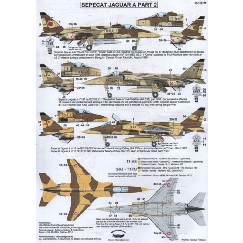 Sepecat Jaguar A Part 2: 11-ES No. A157, Toul-Rosières June 1991.18 bombing Missons and 3 AS 30L fired missiles falling on the G