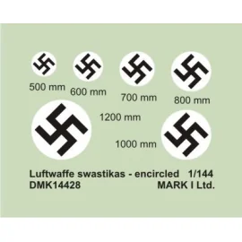 Luftwaffe Swastikas, Encircled (diameter: 500;600;700;800;1000;1200 mm), 2 sets