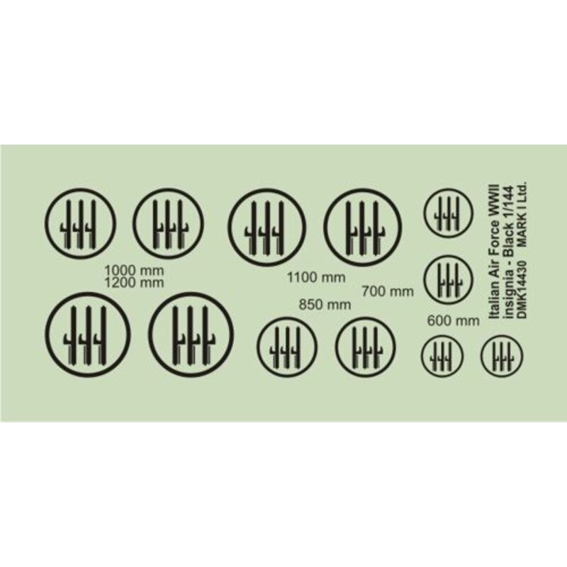 Italian Air Force WWII Insignia (diameter: 600;700;850;1000;1100;1200 mm), 2 sets