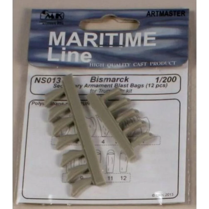 1941 Bismark Bismarck Secondary Armament Blast Bags ( 12 pcs) Highly detailed resin cast blast bags (12 pcs) for secondary 150 m