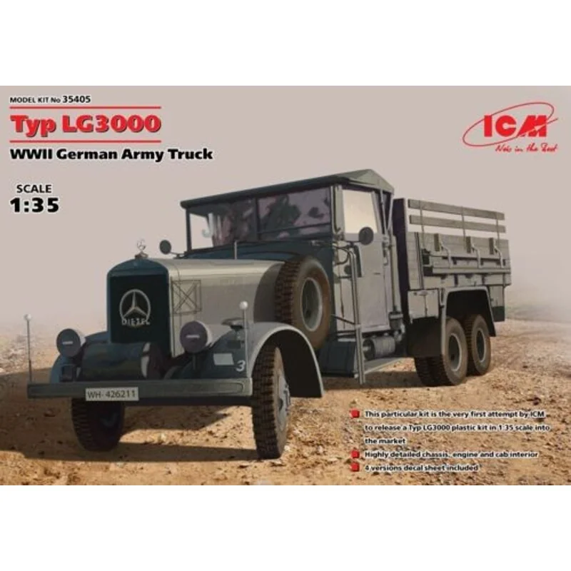 Typ LG3000 - WWII German Army Truck. Rubber wheels - easy assembling - detailed instruction