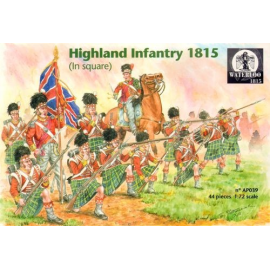 Highland (Scottish) Infantry 1815. 4 mounted officers. 4 flag bearers and 36 infantry figures 30 + infantry figures 