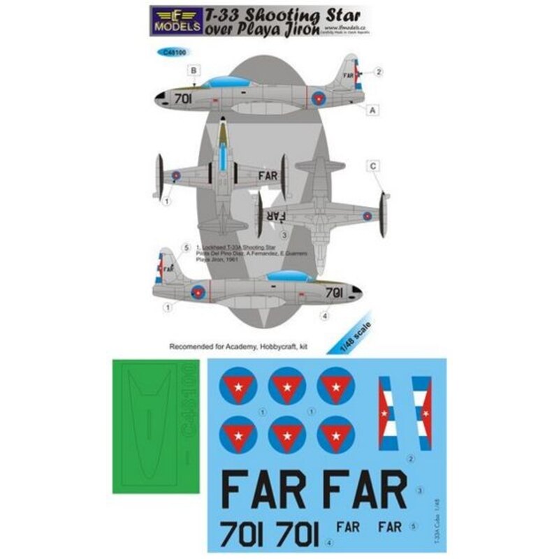 Lockheed T-33 Shooting Star over Playa Jiron. (Paint mask included) (designed To Be Farming with Academy and Hobbycraft kits)