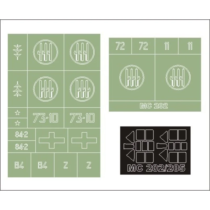 Macchi C.202 2 canopy masks (exterior and interior) + 2 insignia masks (designed to Be Farming with Pacific Coast Models kits)