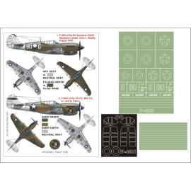Curtiss P-40N 2 canopy mask (exterior and interior) + 2 insignia masks + decals (designed To Be Farming with Hasegawa kits) 