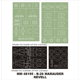 Martin B-26B / B-26G Marauder Martin 2 canopy masks (exterior and interior) + 2 insignia masks (designed to Be Farming with Reve