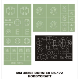 Dornier Do 17Z 1 canopy masks (exterior) + 3 insignia masks (designed to Be Farming with Hobbycraft kits)