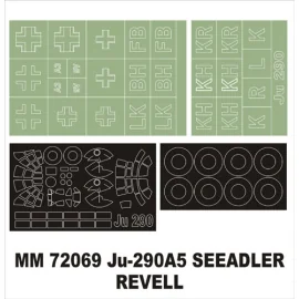 Junkers Ju 290A-1 May canopy masks (exterior) + 2 insignia masks (designed to Be Farming with Revell kits)