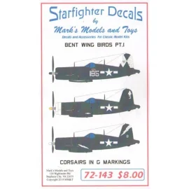 Bent Wing Birds Pt. 1 Corsairs in G Markings. Markings for 6 Vought F4U-1D different / FG-1D Corsairs VF-5 USS Franklin - VFB-6 