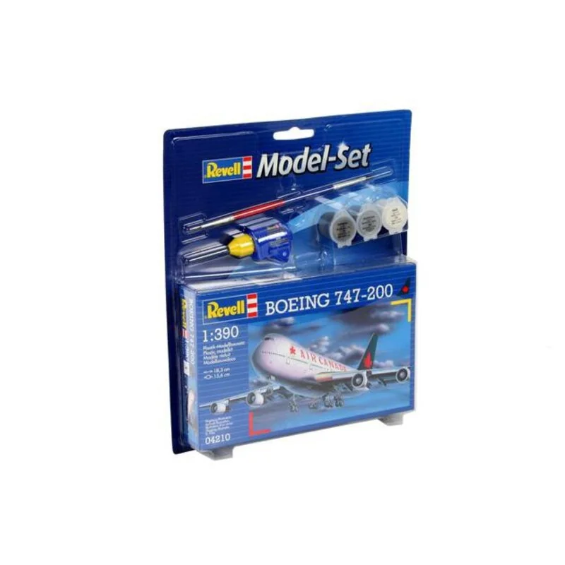 Boeing 747-200 Model Set - box containing the model, paints, brush and glue