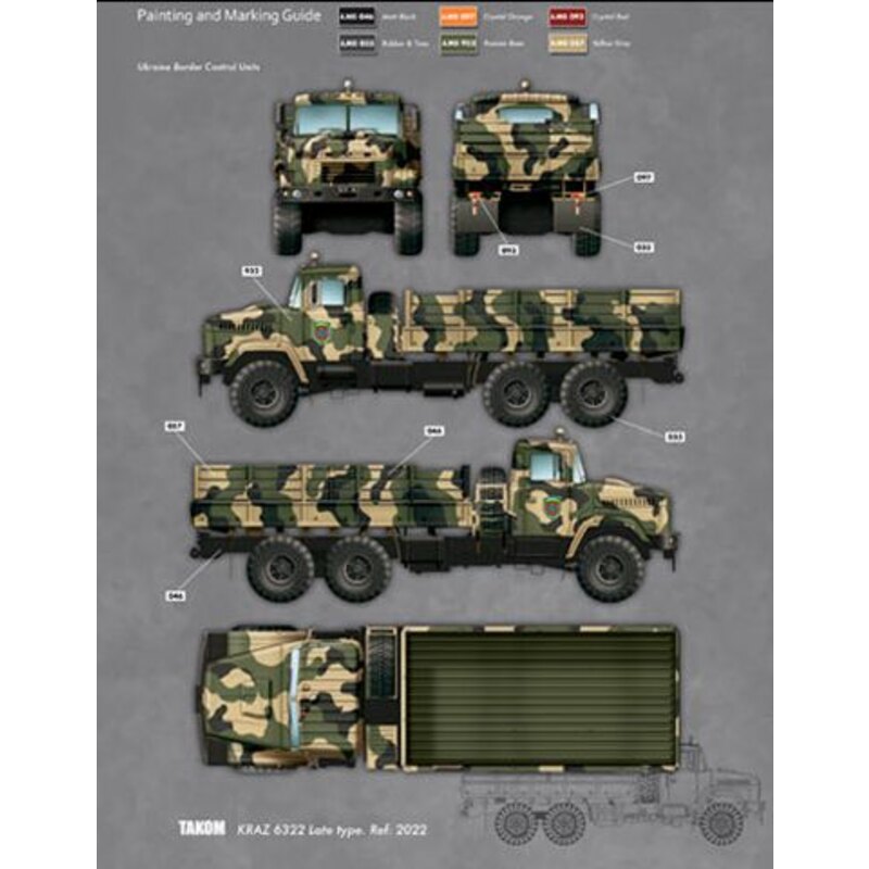 Ukraine KrAZ-6322 Late.- Postionable forehead wheels- Build with cab doors open or closed- Detailed engine, chassis & cab interi