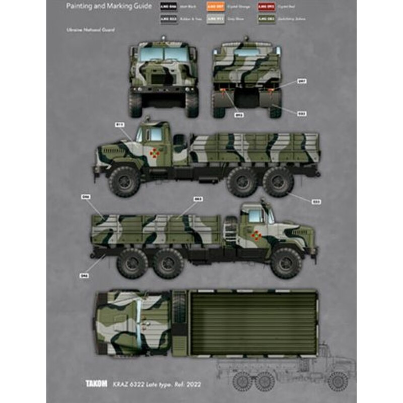 Ukraine KrAZ-6322 Late.- Postionable forehead wheels- Build with cab doors open or closed- Detailed engine, chassis & cab interi