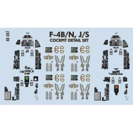 McDonnell F-4B/N, F-4J/S Phantom Cockpit Detailing Set alleviates the tedious task of cockpit painting. This set includes instru