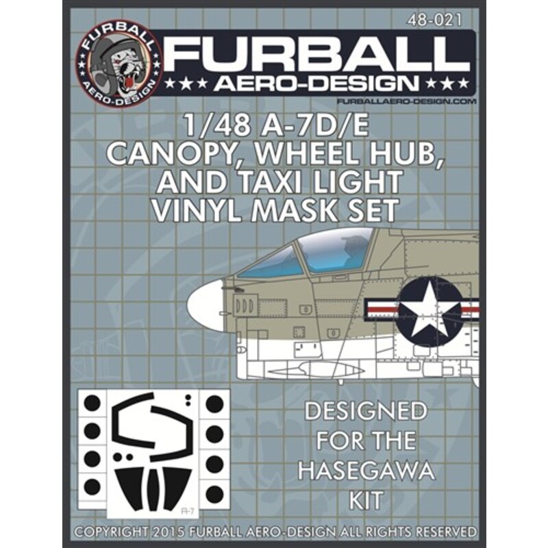 Vought A-7D/E Corsair Canopy, Wheel Hub, & Taxi Light masks (designed to be used for Hasegawa kits)[A-7E]