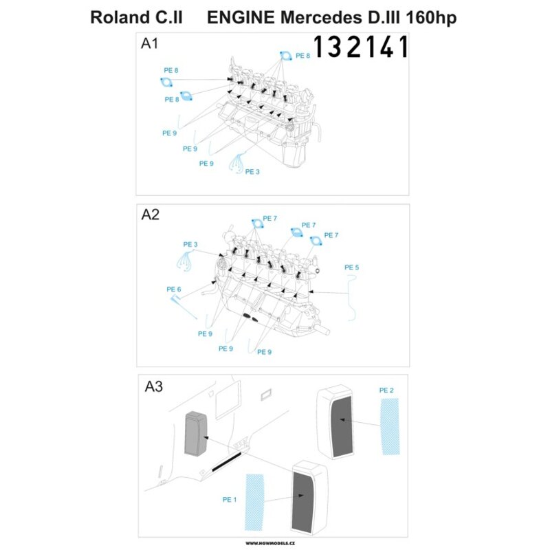 Roland C.II - Mercedes D.III 160 hp PE sets (designed to be used with Wingnut Wings kits)