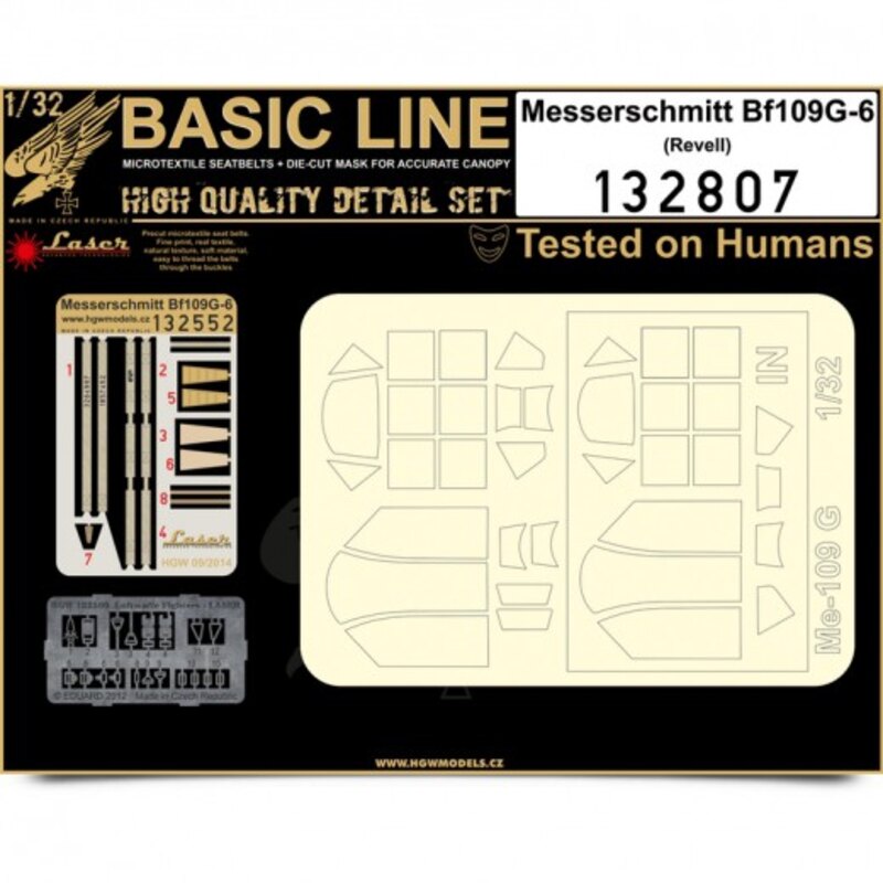 Messerschmitt Bf 109G-6 BASIC LINE: seatbelts + masks (designed to be used with Revell kits)