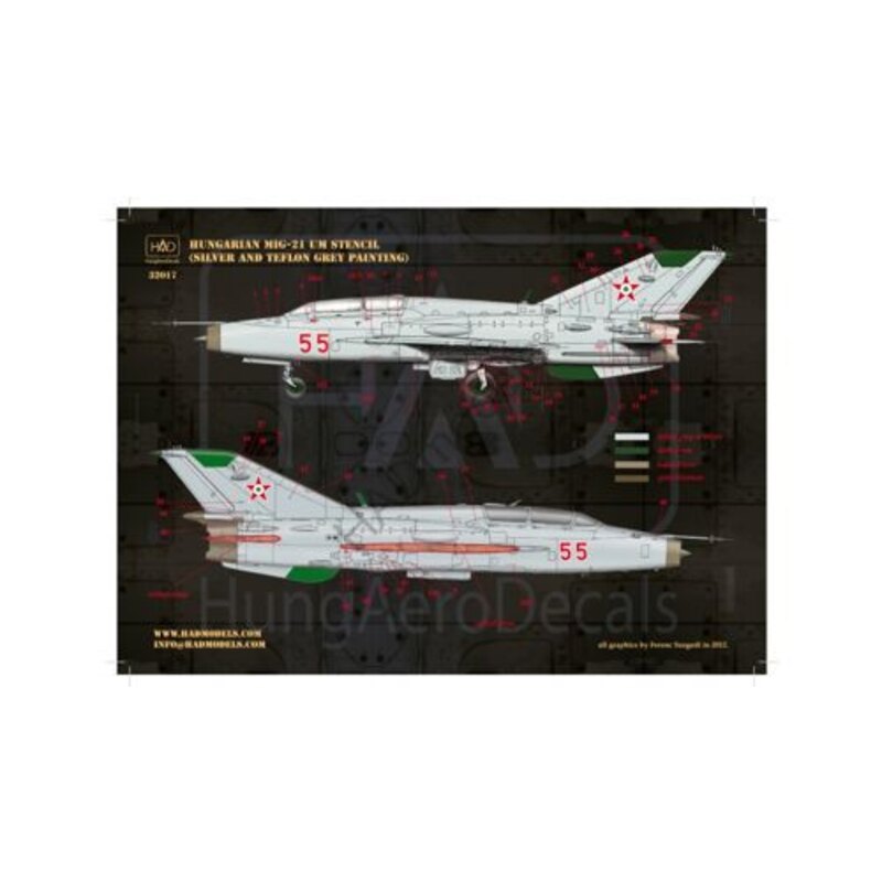 Mikoyan MiG-21UM HUnAF stencils for DDR and Silver painting