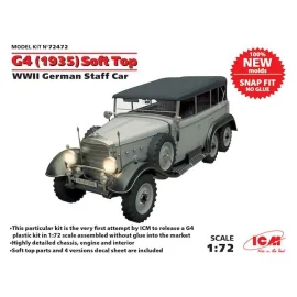 G4 (1935 production) Soft Top, WWII German Staff Car, snap fit/no glue