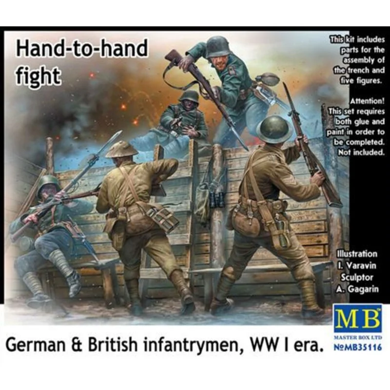 Hand to Hand Fight, German and British Infantrymen, WWI