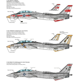 Grumman F-14A Tomcats. This set includes VF-1, VF-14 & VF-142 decorations. The F-14 was initially equipped with two Pratt & Whit