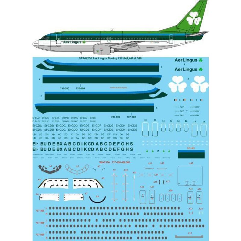 Aer Lingus 1970s livery Boeing 737-300, 737-400, 737-500