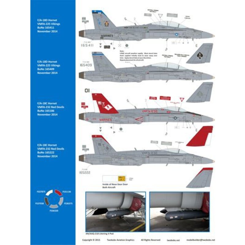 McDonnell-Douglas F/A-18C/D Miramar MAGTF HornetsThe newest schemes from the VMFA (AW)-225 Vikings and VMFA-232 Red Devils are f