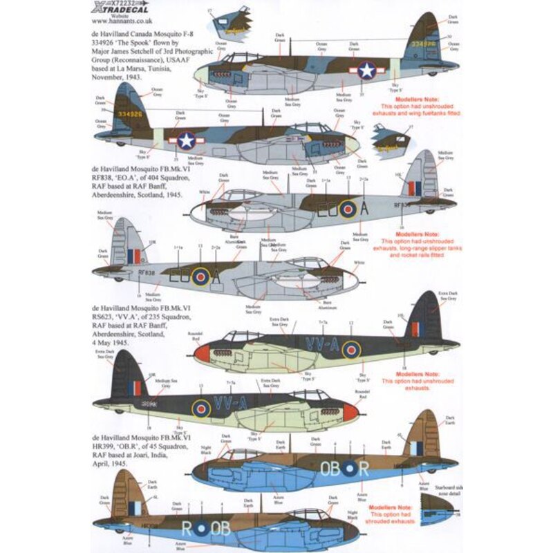 de Havilland Mosquito T Mk.III, B Mk.IV, FB Mk.VI, B Mk.XX (13)Mosquito T.Mk.III TV970 FK-V20 Sqn RA Wittering 1946 - T.3 VT588 