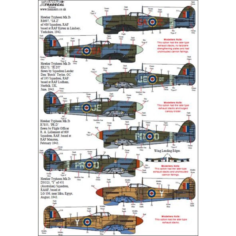 Hawker Typhoon Mk.Ib Car Door (11)R7855 PR-D 609 Sqn F/O R. A. Lallemant RAF Manston - R8697 SA-Z 486 Sqn RAF Kirton in Linds