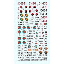 African Air Forces MiGs & Sukhois : MiG-23ML C436, C454 red and black & C-470 Angola