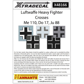 Luftwaffe Heavy Fighter Crosses for Junkers Ju 88 - Dornier Do 17, Do 215 and Messerschmitt Me 110See also X48Luft1