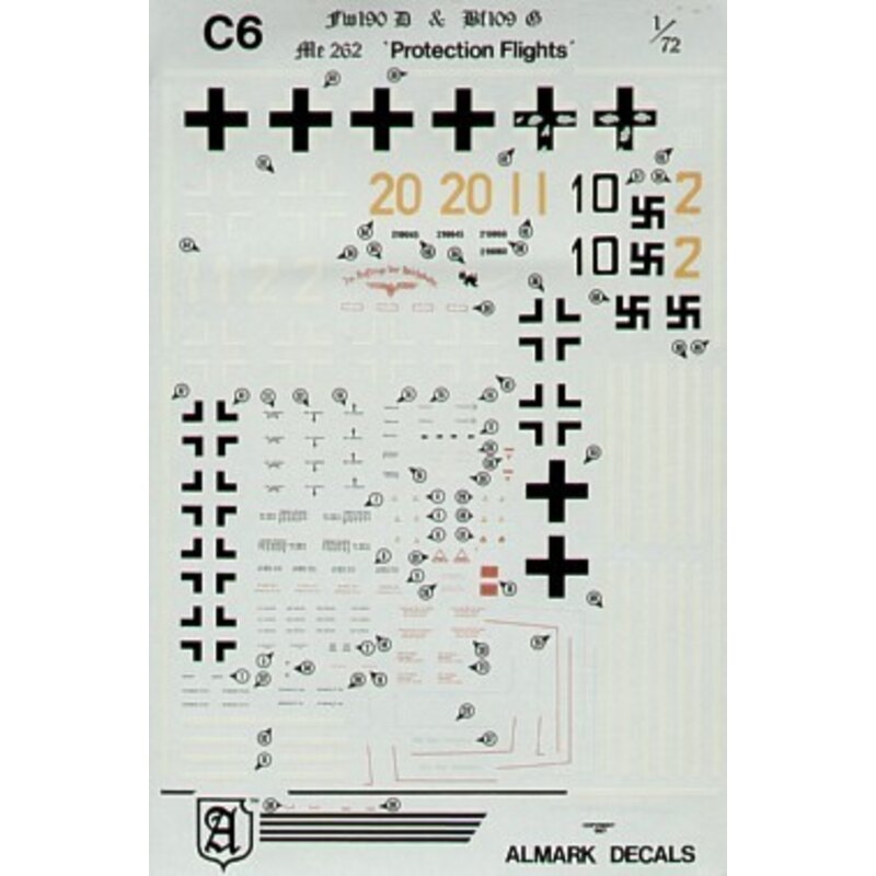 Focke Wulf Fw 190D-9 Messerschmitt Bf 109G-14 Protection Flights. White 1 2 Yellow 1 2 20 Black 10 AKC07 Ju 87B/R. (5) inc. 7/St