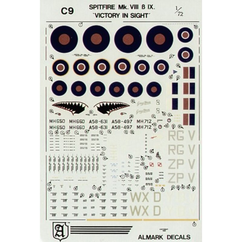 Supermarine Spitfire 8/9 Victory in Sight 1944-45.MH712 WX-D 302 Squadron V-Y 1435 Squadron RG-V A58-497 ZP-V A58-631 RAAF